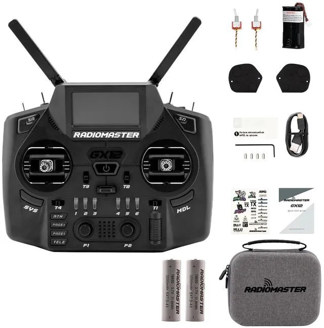 Main image of HTLNUZD Radiomaster GX12 Dual Band Antenna ExpressLRS Radio Controller with 18650 Battery 3D Digital CNC Hall Gimbal, Multiple Configurations, Gemini XROSSBAND Technology
