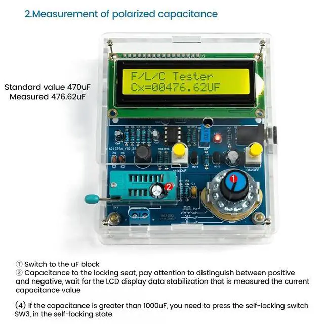 Alt view image 6 of 7 - HTLNUZD DC5V High Precision Digital Inductance & Capacitance Meter | LCD Frequency Meter | DIY Electronic Testing Kit for Hobbyists