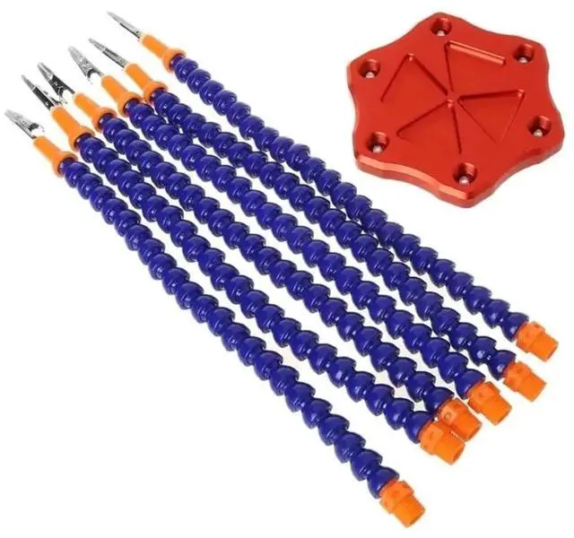 Main image of HTLNUZD Soldering Station with 6 Flexible Arms Metal Base Soldering Tool for Soldering, Assembly, Repair, Modeling, Hobby, Crafts, Jewelry Making (Red base, One size)