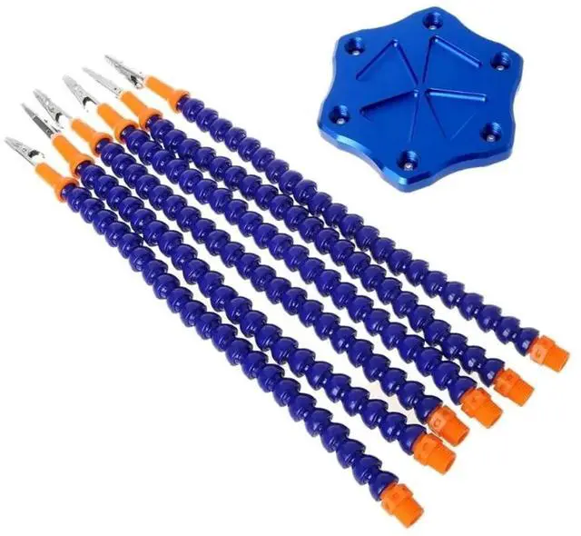 Main image of HTLNUZD Soldering Station with 6 Flexible Arms Metal Base Soldering Tool for Soldering, Assembly, Repair, Modeling, Hobby, Crafts, Jewelry Making (Blue base, One size)