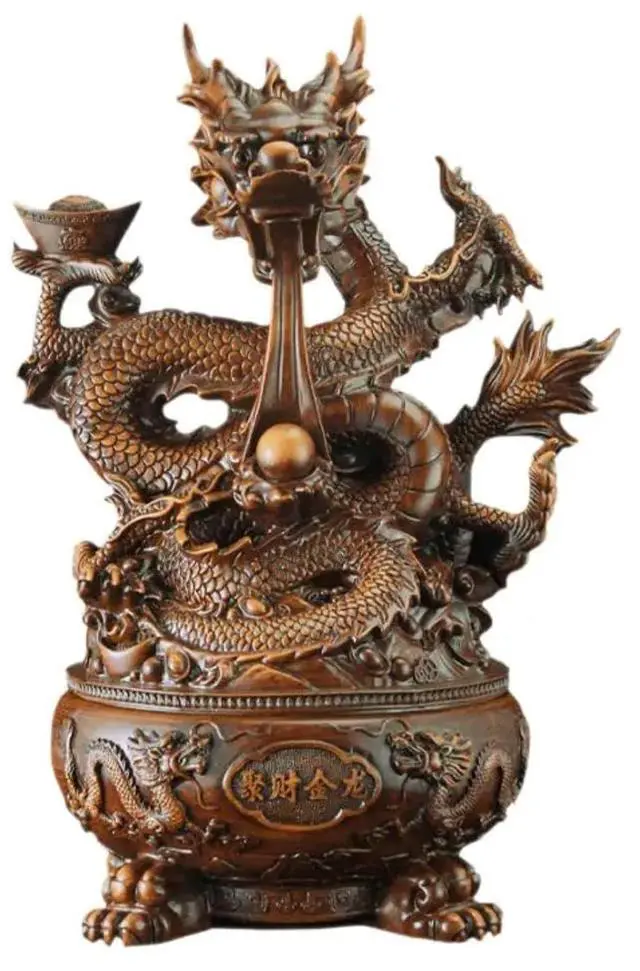 Main image of HTLNUZD Chinese Feng Shui Gathering Wealth Golden Dragon Inviting Wealth Ornaments Room Office Desktop Decorations Sculptures Good Lucky Gifts