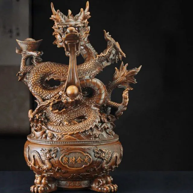 Alt view image 3 of 7 - HTLNUZD Chinese Feng Shui Gathering Wealth Golden Dragon Inviting Wealth Ornaments Room Office Desktop Decorations Sculptures Good Lucky Gifts