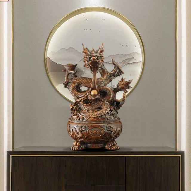 Alt view image 4 of 7 - HTLNUZD Chinese Feng Shui Gathering Wealth Golden Dragon Inviting Wealth Ornaments Room Office Desktop Decorations Sculptures Good Lucky Gifts