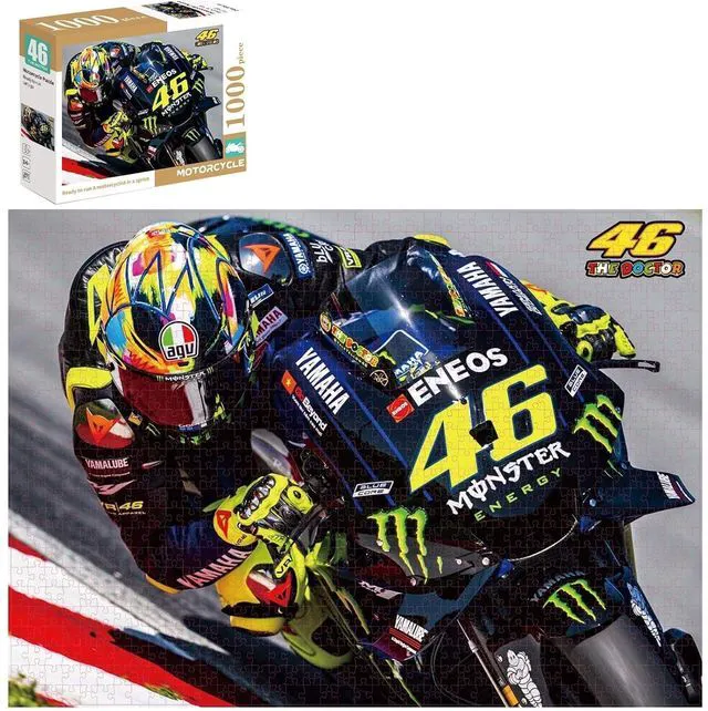Main image of HTLNUZD 1000 Pieces Paper Jigsaw Puzzles Racing Motorcycle Home Decor Adults Puzzle Games Family Craft Gift (46Rossi)