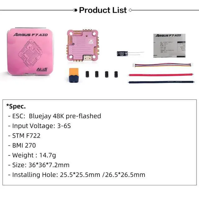 Alt view image 7 of 7 - HTLNUZD F7-AIO 40A FC F722 Flight Controller Wireless Betaflight Configuration With Aluminum BlackBox 3-6S BLHeli_S ESC For RC FPV Cinewhoops Freestyle Drones parts (Aluminum hell)