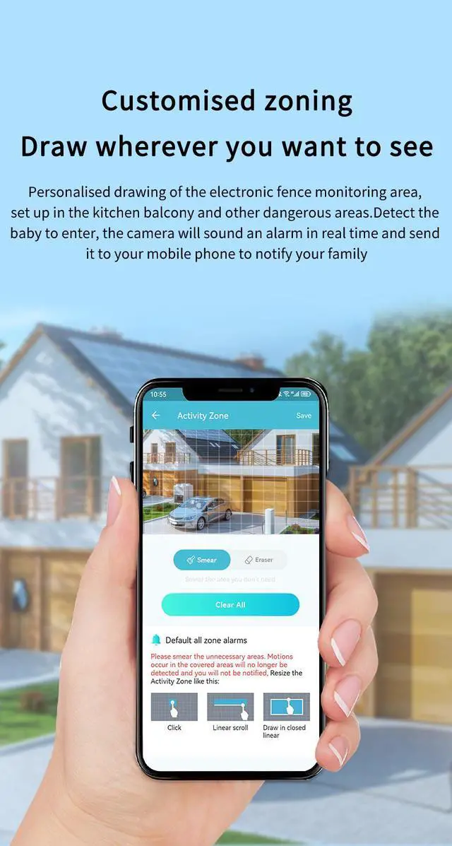 Alt view image 4 of 7 - K11 Smart Home Security Camera, Ultra HD, 360° Pan-Tilt, Full-Color Night Vision, WiFi, Motion Detection, One-Touch Call, Cloud Storage, Remote Access