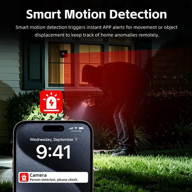 Alt view image 7 of 7 - K13 Indoor Window Security Camera, HD, WiFi, Infrared Night Vision, Motion Detection, Two-Way Audio, Remote Monitoring, Plug-in Power, Mobile APP Access for Home Care