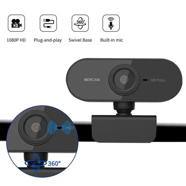 Alt view image 2 of 7 - C1 USB Webcam 1080p HD with Built-in Microphone Plug-and-Play Driver-Free for Laptop Desktop All-in-One Live Streaming Online Classes Video Conferencing