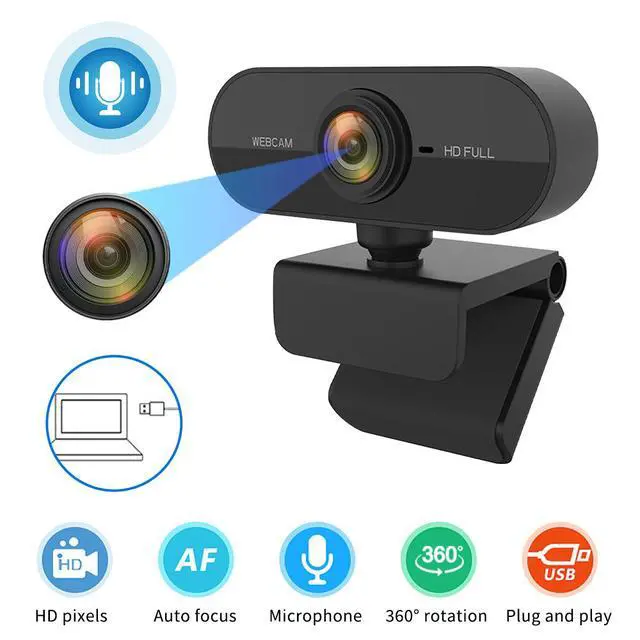Alt view image 3 of 7 - C1 USB Webcam 1080p HD with Built-in Microphone Plug-and-Play Driver-Free for Laptop Desktop All-in-One Live Streaming Online Classes Video Conferencing