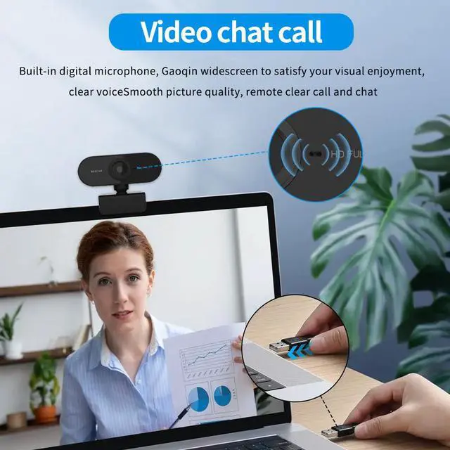 Alt view image 4 of 7 - C1 USB Webcam 1080p HD with Built-in Microphone Plug-and-Play Driver-Free for Laptop Desktop All-in-One Live Streaming Online Classes Video Conferencing