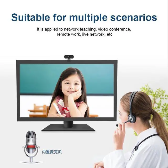 Alt view image 7 of 7 - FHD USB Webcam 2K Pixel with Built-in Microphone Plug-and-Play Driver-Free for PC Laptop Desktop Live Streaming Video Conferencing Privacy Cover