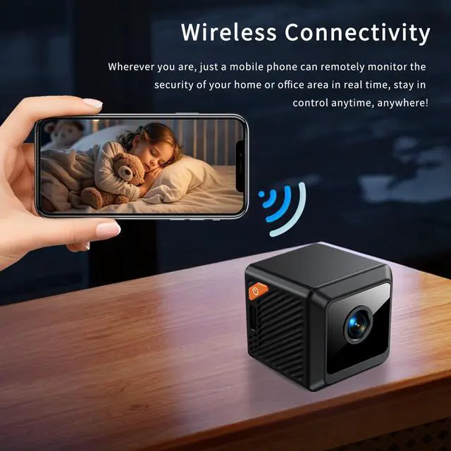 Alt view image 3 of 7 - Mini Cube Indoor Security Camera 1080p HD with Infrared Night Vision Motion Detection WiFi Remote Viewing Wide-Angle Lens 600mAh Battery TF Card Storage