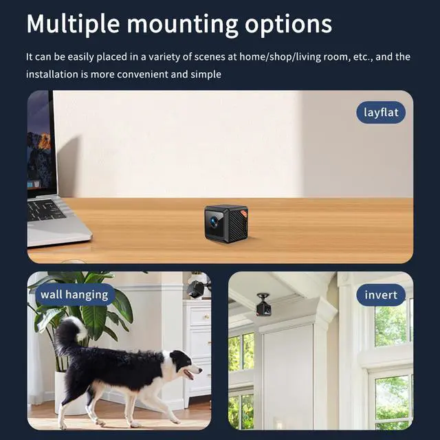 Alt view image 7 of 7 - Mini Cube Indoor Security Camera 1080p HD with Infrared Night Vision Motion Detection WiFi Remote Viewing Wide-Angle Lens 600mAh Battery TF Card Storage