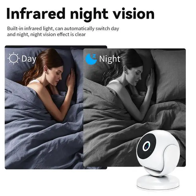 Alt view image 5 of 7 - A5 Wide-Angle Indoor Security Camera 1080p HD with 170° Lens Infrared Night Vision Motion Detection WiFi 4-Screen Split View Supports 256GB Storage
