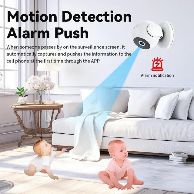 Alt view image 6 of 7 - A5 Wide-Angle Indoor Security Camera 1080p HD with 170° Lens Infrared Night Vision Motion Detection WiFi 4-Screen Split View Supports 256GB Storage