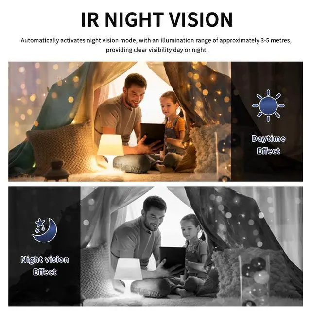 Alt view image 3 of 7 - C8 Wireless Home Security Camera 1080p HD with Wide-Angle Lens Infrared Night Vision Motion Detection WiFi Remote Viewing for Indoor Monitoring