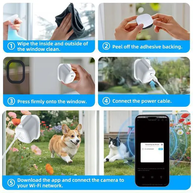 Alt view image 7 of 7 - K14 Window Security Camera 1080p HD with WiFi Two-Way Audio Infrared Night Vision Motion Detection Remote Viewing Playback for Indoor Home Monitoring
