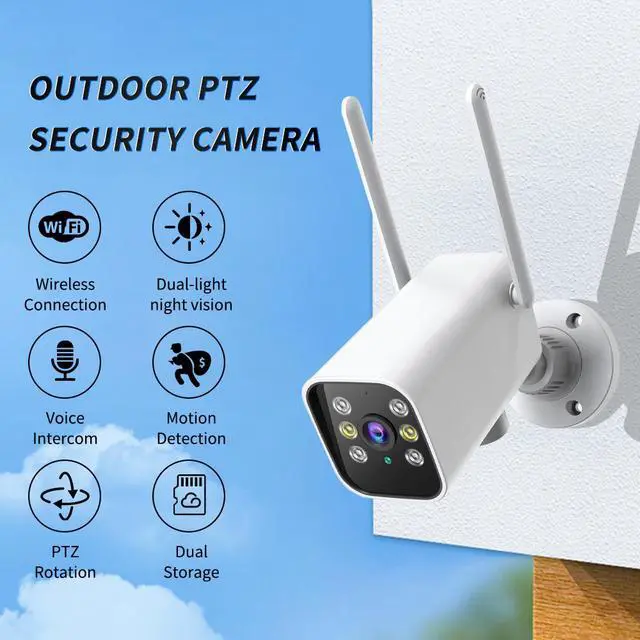Alt view image 2 of 7 - K20 Outdoor Weatherproof Bullet Security Camera 1080p HD with 2MP Full-Color Night Vision Pan-Tilt Rotation Two-Way Audio Humanoid Detection for Home Surveillance