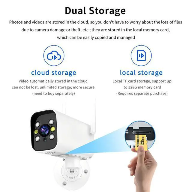 Alt view image 7 of 7 - K20 Outdoor Weatherproof Bullet Security Camera 1080p HD with 2MP Full-Color Night Vision Pan-Tilt Rotation Two-Way Audio Humanoid Detection for Home Surveillance