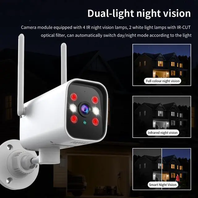 Alt view image 3 of 7 - K20 Outdoor Weatherproof Bullet Security Camera 1080p HD with 2MP Full-Color Night Vision Pan-Tilt Rotation Two-Way Audio Humanoid Detection for Home Surveillance