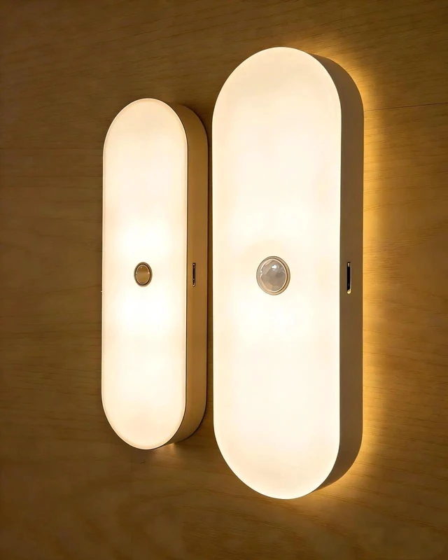 Main image of Rechargeable Night Light with Motion Sensor Battery 2 Pack- Portable Mini Stick-on Stick-on Warm White LED - for Bathroom, Bedroom, Kitchen, Cabinet, Stairs, Hallway