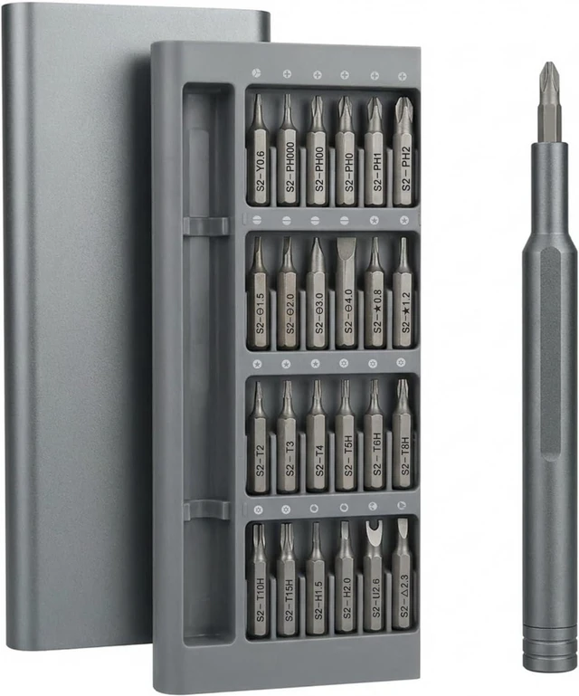 Main image of 25-in-1 Precision Screwdriver Set, Magnetic Mini S2 Steel Repair Kit,laptop, PC, PS5, Switch, MacBook, iPhone, watch, eyeglass, and Doorbell repair
