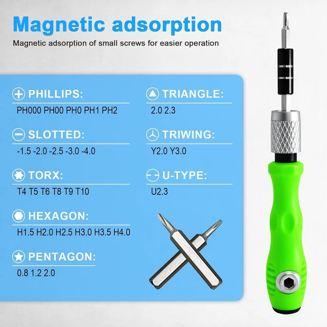 Alt view image 6 of 7 - 32 in 1 Small Precision Screwdriver Set, Zoikuloi Professional Tool Kit,Magnetic Mini Screwdriver Sets, Tiny Repair for Glasses, Watches, Laptop, Electronics, Toys, Jewelry, Computers