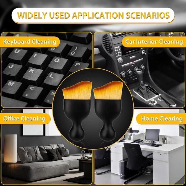 Alt view image 7 of 7 - 2 Pcs Car Interior Detailing Brush Cleaning Tools, Brown,Soft Bristles Gently Clean Dust & Dirt, Gentle on Surfaces, for Dash, Leather, Skylight & Vents, Lightweight, Easy to Use