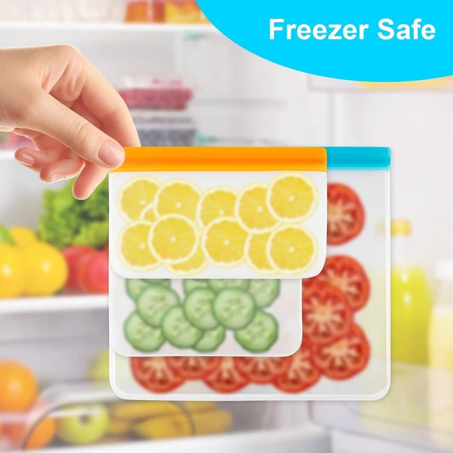 Alt view image 2 of 6 - 10 Pack Reusable Freezer Bags Dishwasher Safe, Leakproof Food Storage Bags, Silicone Bags for Food Storage Home Organization