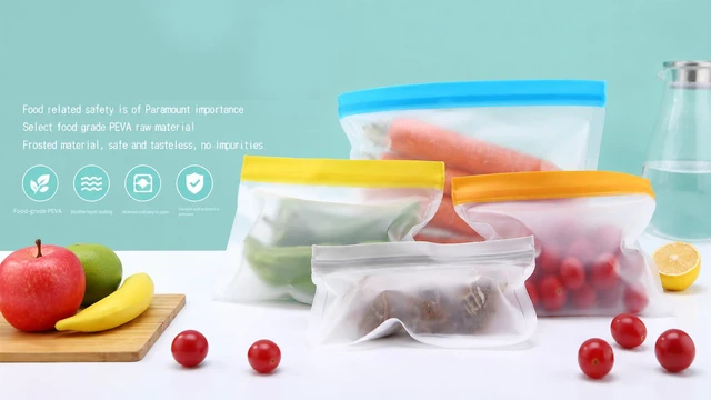 Alt view image 3 of 6 - 10 Pack Reusable Freezer Bags Dishwasher Safe, Leakproof Food Storage Bags, Silicone Bags for Food Storage Home Organization