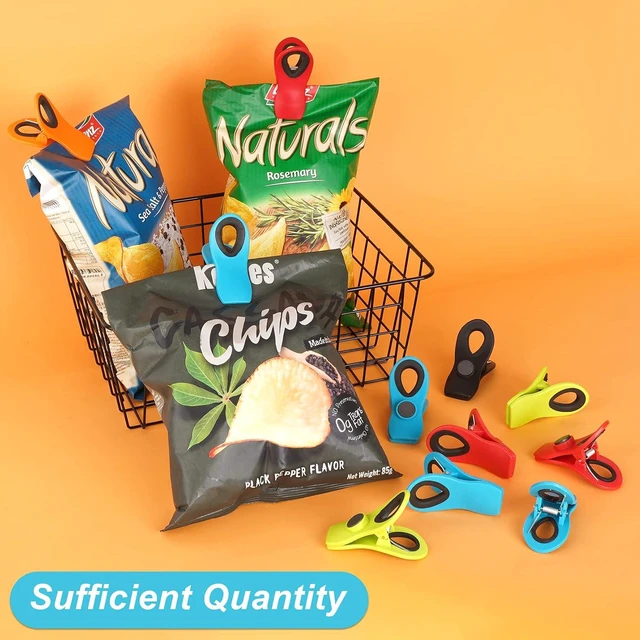 Alt view image 4 of 7 - 12 Pack Chip Clips Bag Clips, Magnetic Bag Clip for Food Storage,Heavy duty, plastic food clip for chips, snack, kitchen, refrigerator, garden, sewing, fabric, clothes pins