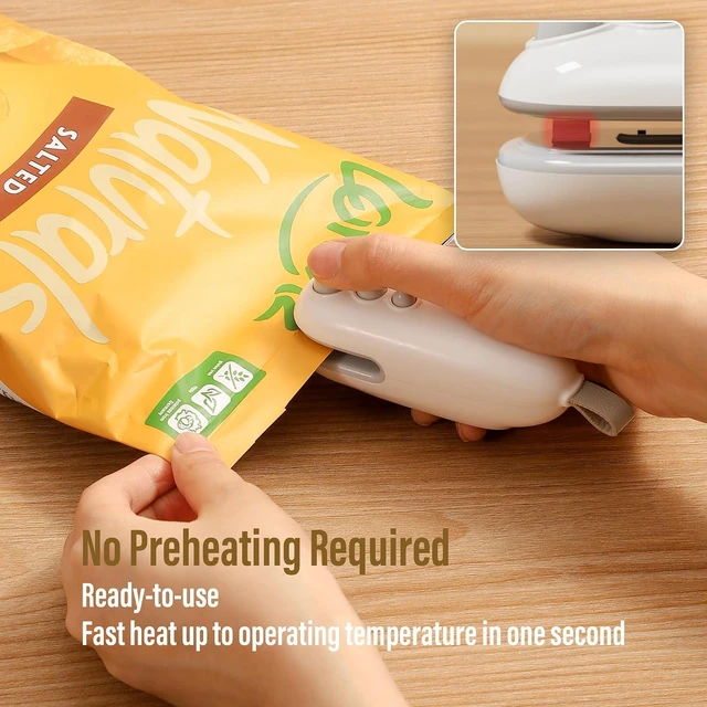 Alt view image 3 of 7 - Mini Bag Sealer with Cutter and Magnet, Portable Handheld 2 in 1 Rechargeable Food Bag Sealer, Mini Bag Sealer Magnetic, Heat Sealer for Plastic Bag Snack Bag Food Storage (Blue) White