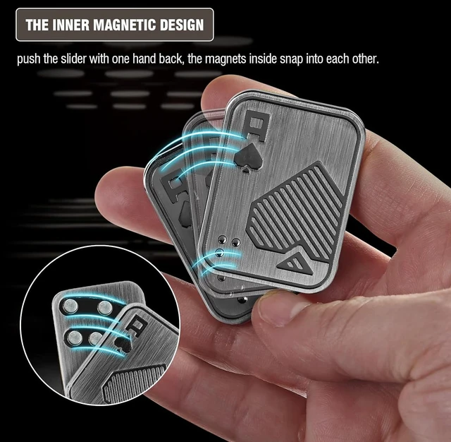 Alt view image 4 of 6 - Fidget Toys Adults, EDC Metal Fidget Slider, Magnetic Poker Push,Crisp metal sound, smooth magnetic sliding and tactile feedback, one-hand EDC fidget for office, stainless steel build