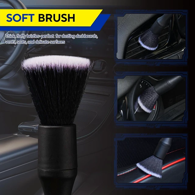 Alt view image 3 of 7 - 4PCS Car Detailing Brush Kit - Ultra Soft Boars Hair Car Interior Detailing Brushes, Includes 4 Different Brushes, Multi-use for Cleaning Interior or Exterior - Perfect Ca