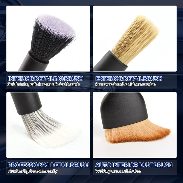 Alt view image 6 of 7 - 4PCS Car Detailing Brush Kit - Ultra Soft Boars Hair Car Interior Detailing Brushes, Includes 4 Different Brushes, Multi-use for Cleaning Interior or Exterior - Perfect Ca