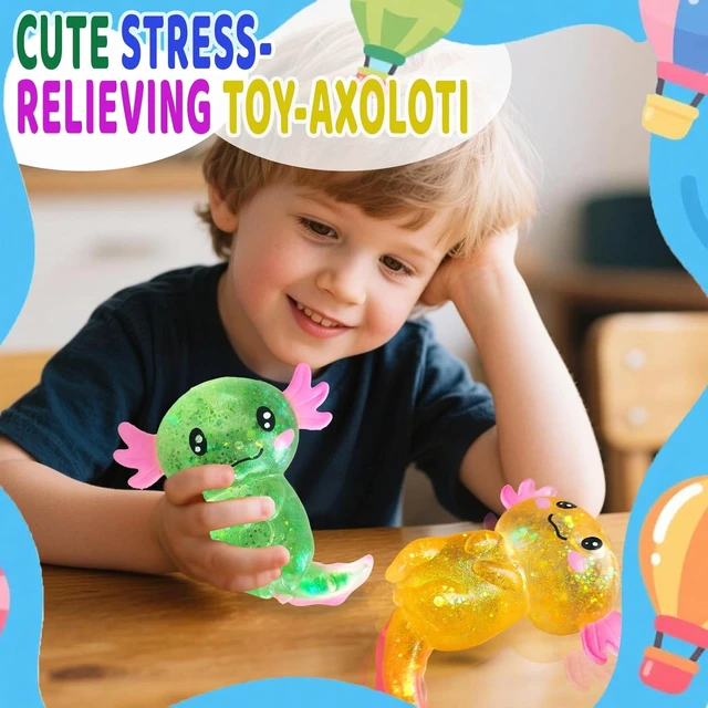 Alt view image 5 of 7 - Axolotl Squishy Stress Relief Toy Glitter Fidget Toys Cute Malt Sugar Axolotl Toy Fidget Toys for Kids Youth Adult, Party Favors Anxiety Relief Squishy Toys(Blue)