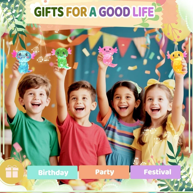 Alt view image 2 of 7 - Axolotl Squishy Stress Relief Toy Glitter Fidget Toys Cute Malt Sugar Axolotl Toy Fidget Toys for Kids Youth Adult, Party Favors Anxiety Relief Squishy Toys(Blue)