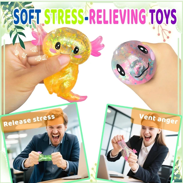 Alt view image 6 of 7 - Axolotl Squishy Stress Relief Toy Glitter Fidget Toys Cute Malt Sugar Axolotl Toy Fidget Toys for Kids Youth Adult, Party Favors Anxiety Relief Squishy Toys(Blue)