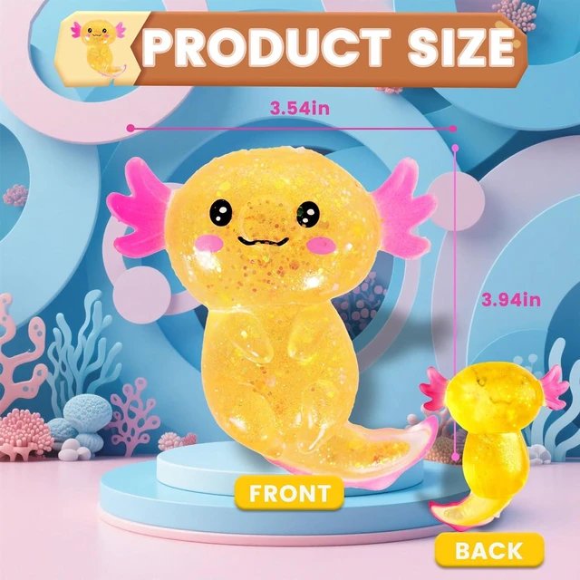 Alt view image 2 of 7 - Axolotl Squishy Stress Relief Toy Glitter Fidget Toys Cute Malt Sugar Axolotl Toy Fidget Toys Adults Fidget Toy for Kids Youth Adult, Party Favors Anxiety Relief Squishy Toys(Orange)