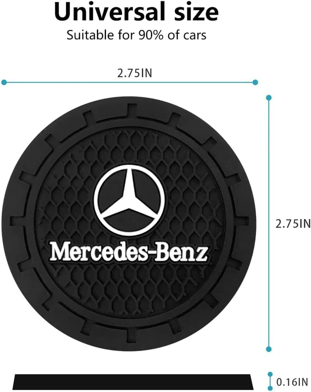 Alt view image 2 of 5 - Car Cup Holder Coaster for Mercedes-Benz A-Class C-Class CLA CLS GLC GLE GLS Recessed Silicone Non-Slip Car Interior Accessories Drink Coaster 2.76in 2PC Black