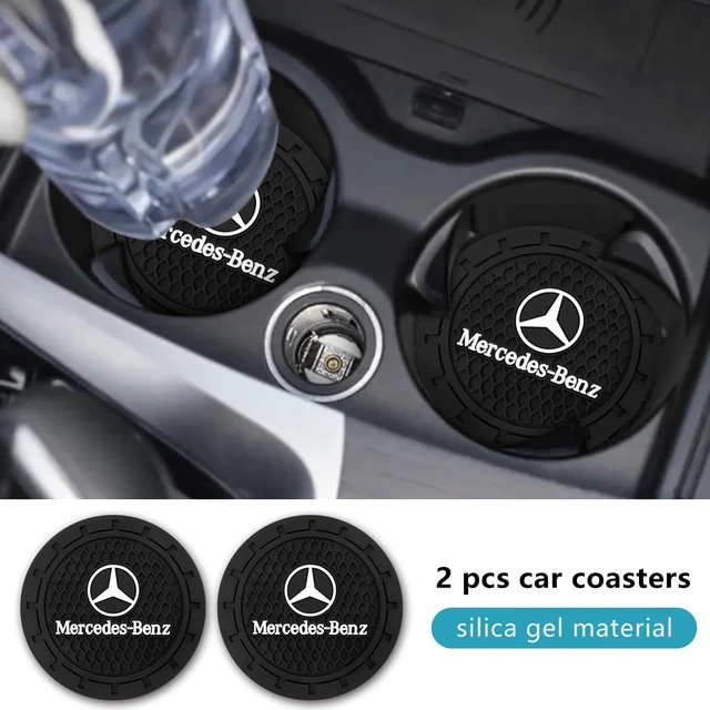 Alt view image 4 of 5 - Car Cup Holder Coaster for Mercedes-Benz A-Class C-Class CLA CLS GLC GLE GLS Recessed Silicone Non-Slip Car Interior Accessories Drink Coaster 2.76in 2PC Black