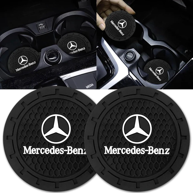 Main image of Car Cup Holder Coaster for Mercedes-Benz A-Class C-Class CLA CLS GLC GLE GLS Recessed Silicone Non-Slip Car Interior Accessories Drink Coaster 2.76in 2PC Black
