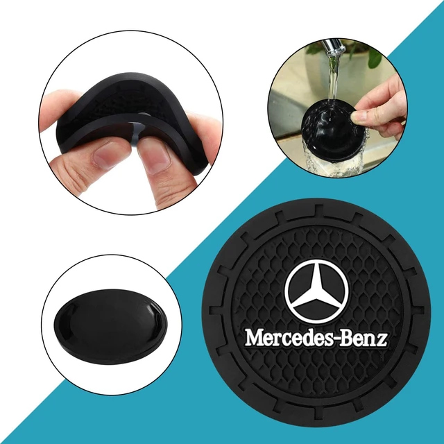 Alt view image 5 of 5 - Car Cup Holder Coaster for Mercedes-Benz A-Class C-Class CLA CLS GLC GLE GLS Recessed Silicone Non-Slip Car Interior Accessories Drink Coaster 2.76in 2PC Black