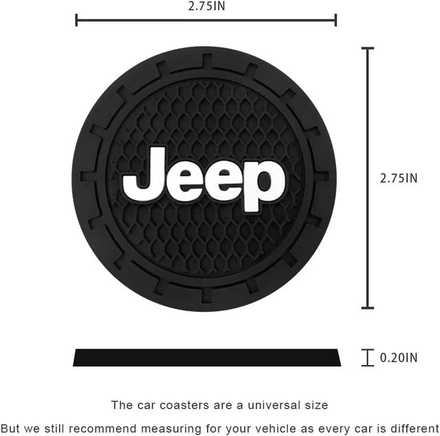 Alt view image 4 of 5 - Car Cup Holder Coaster for Jeep Series Recessed Silicone Cupholder Coaster Interior Accessories 2.75in 2Pieces Black