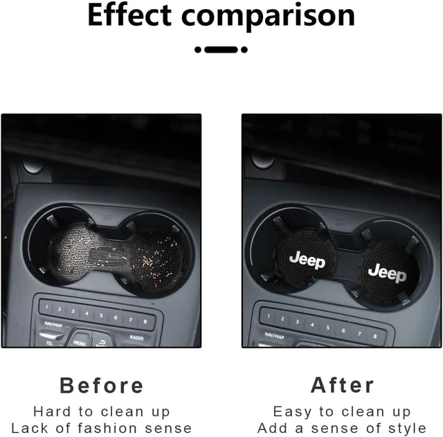 Alt view image 2 of 5 - Car Cup Holder Coaster for Jeep Series Recessed Silicone Cupholder Coaster Interior Accessories 2.75in 2Pieces Black