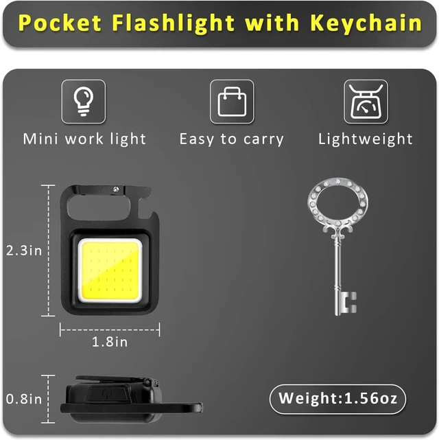 Alt view image 7 of 7 - Rechargeable Keychain Flashlight High Lumen Super Bright LED Work Light with Magnet,Clip,Bottle Opener for Dog Walking,Car Repair, Emergency,Camping,EDC(500mAh)