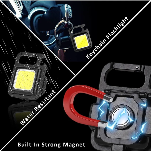 Alt view image 4 of 7 - Rechargeable Keychain Flashlight High Lumen Super Bright LED Work Light with Magnet,Clip,Bottle Opener for Dog Walking,Car Repair, Emergency,Camping,EDC(500mAh)