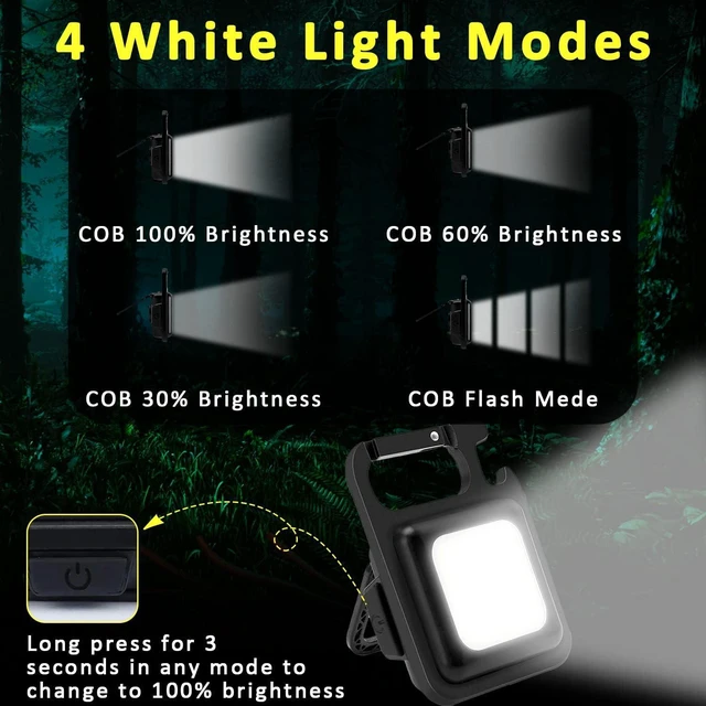Alt view image 2 of 7 - Rechargeable Keychain Flashlight High Lumen Super Bright LED Work Light with Magnet,Clip,Bottle Opener for Dog Walking,Car Repair, Emergency,Camping,EDC(500mAh)