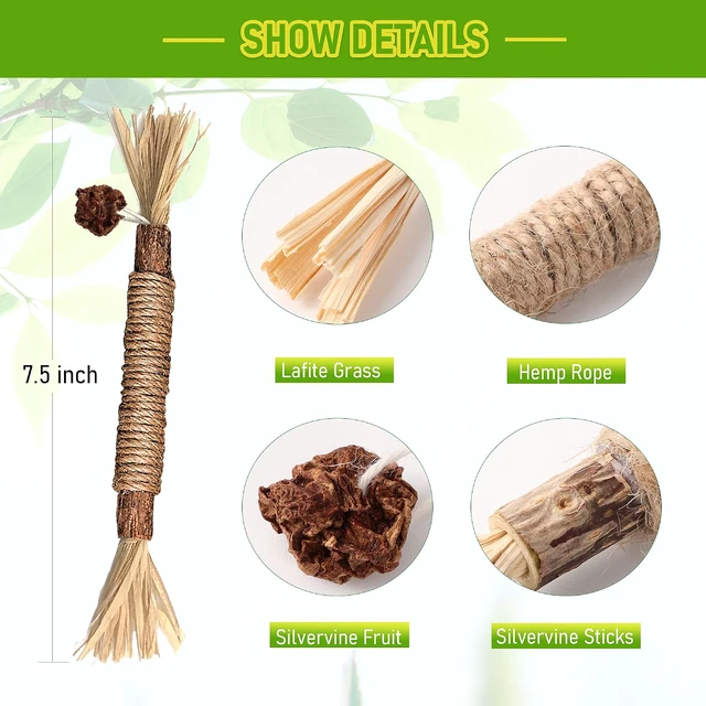 Alt view image 6 of 7 - Silvervine Sticks Cat Chew Toys for Indoor Cats Dental Care Teeth Cleaning, Natural Kitten & Cat Teething Toys for Health, Cat Chew Stick Treat Edible Suitable for All Breeds of Aggressive Chewers Cat