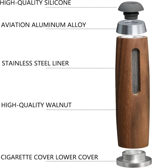 Alt view image 3 of 7 - Wood Car Ashtray, Walnut Beech Cigarette Ash Catcher,Portable Auto Cigarette Ashtray, Ashless Cigarette Holder, Reusable Windproof Mini Cigarette Smoking Stand Holder
